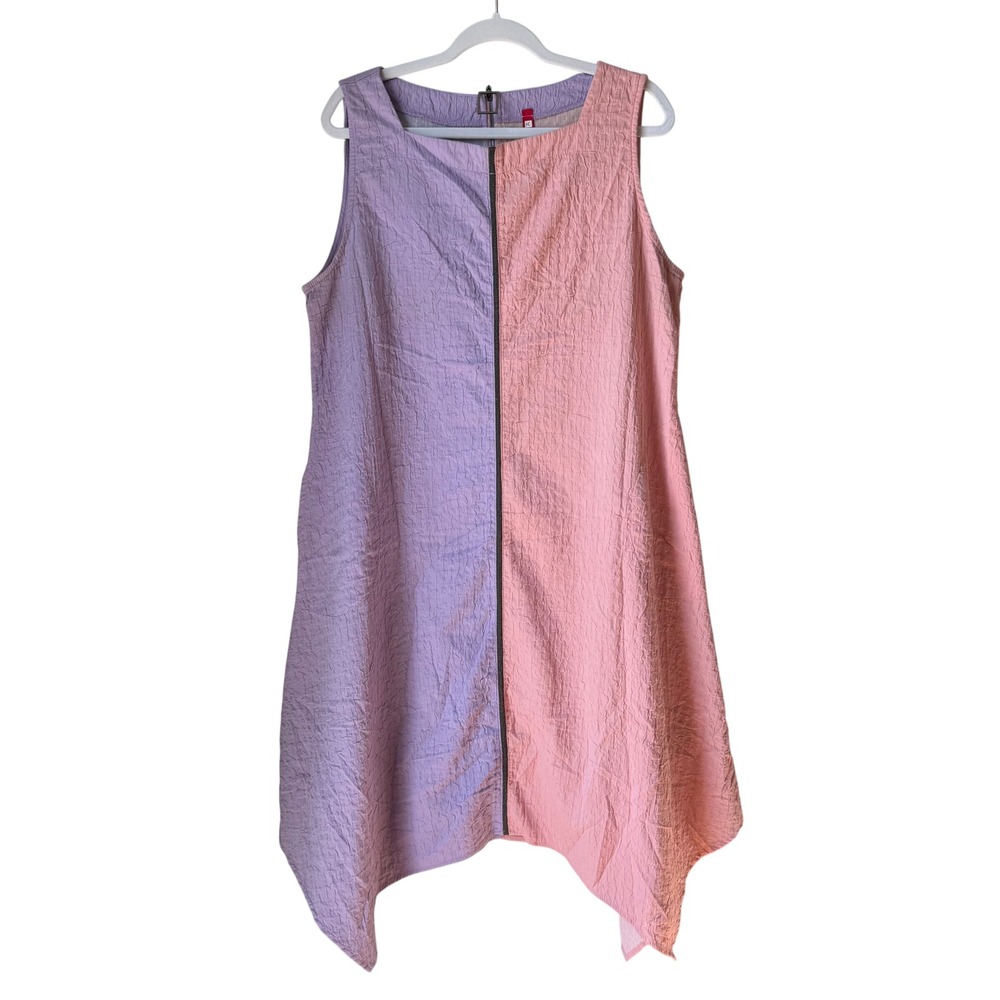 IC Collection Dress Pink Purple Asymmetrical Textured‎ Art to Wear Lagenlook XL